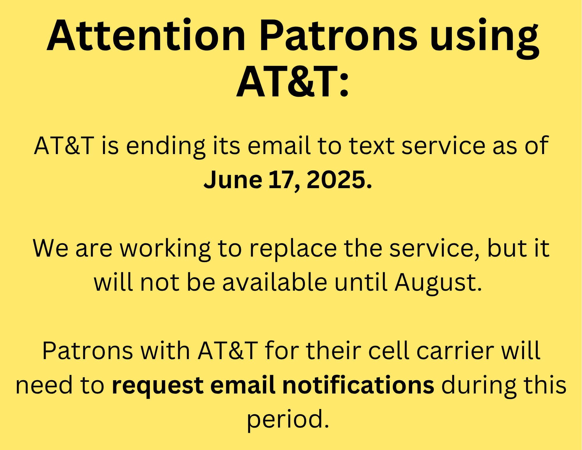 at&t notification flyer